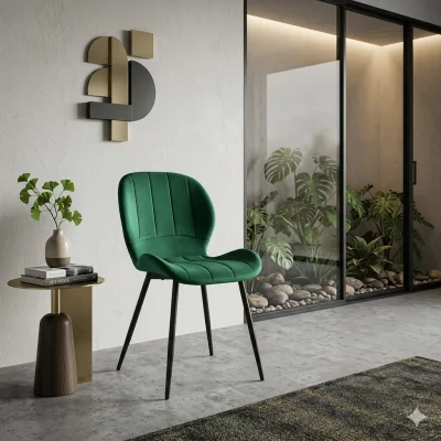 Scaun Verde din Catifea Babyface,Engros