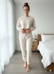 Pantaloni trening dama vatuiti interior,culoare crem,Engros