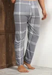 Pantaloni de Pijama Barbati Culoare Gri cu Alb,Engros,Engros