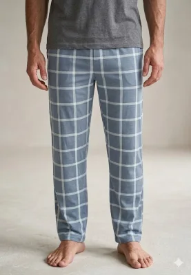 Pantaloni de Pijama Barbati ,Culoare Gri Inchis  cu Crem ,Engros