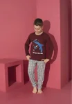 Pijama Băieți cu Mânecă Lungă și Pantaloni Lungi, Imprimeu King Of The Sea,Culoare Bordo,Engros