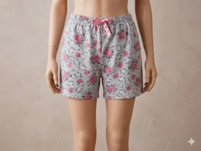Pantalon scurt dama Serena,culoare gri cu roz,Engros