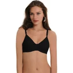 Sutien NBB cu push up și imprimeu subtil cu fundițe, culoare Negru Engros