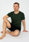 Pijama Bumbac &amp; Modal bărbați,culoare Kaki -Negru– Engros