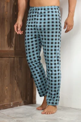 Pantaloni de Pijama ,Barbati,Culoare Turcoaz cu Negru ,Engros