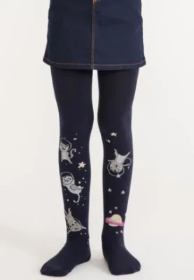 Dres fetițe Penti Young „Cat Galaxy'', bumbac- mat, opac, bleumarin, Engros