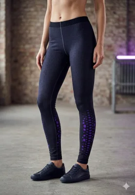 Colanți Sport Penti DUBLI – Mov Neon &amp; Negru, Decupaj Plasă în Romburi,Engros