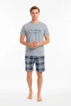 Pijama barbat Serena cu tricou si short,culoare gri,Engros