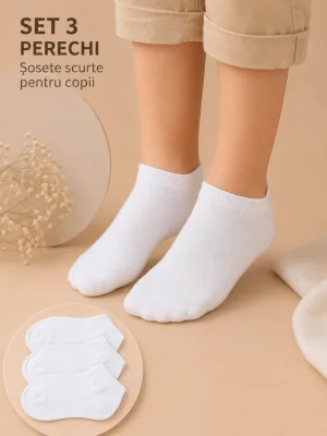 Sosete scurte copii 3 /set Serena,culoare alb ,Engros