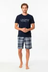 Pijama barbat Serena cu tricou si short,culoare bleumarin,Engros