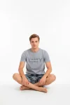 Pijama barbat Serena cu tricou si short,culoare gri,Engros