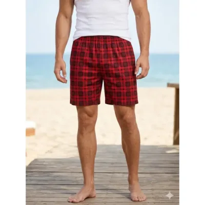 Pantaloni de pijama barbati scurti Serena ,culoare rosu ,Engros