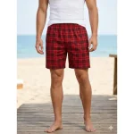 Pantaloni de pijama barbati scurti Serena ,culoare rosu ,Engros