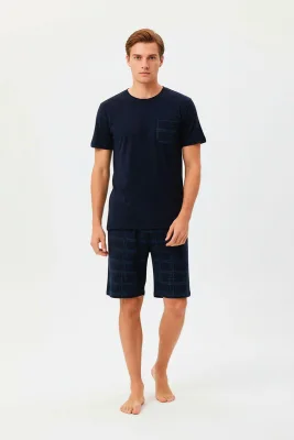 Pijama barbat Serena cu tricou si short,culoare bleumarin,Engros