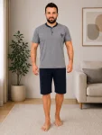 Pijama barbati big size ,maneca scurta si pantalon 3/4,En-gros