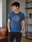 Tricou bărbătesc Serena cu imprimeu Brooklyn,culoare albastru , Engros