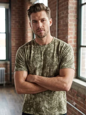 Tricou bărbătesc Serena culoare verde olive, Engros