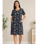 Cămașă de Noapte Damă Bleumarin din Bumbac – Engros
