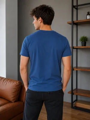 Tricou bărbătesc Serena cu imprimeu Brooklyn,culoare albastru , Engros
