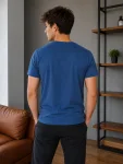 Tricou bărbătesc Serena cu imprimeu Brooklyn,culoare albastru , Engros