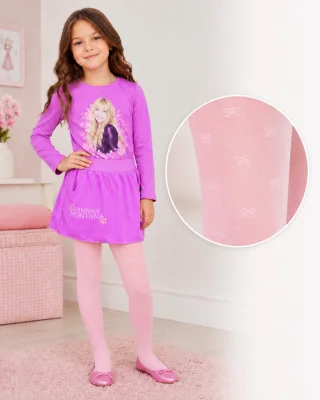 Dres fetițe Penti Pretty ,,Diana'', 20 den- mat, imprimeu fundițe,Roz, Engros