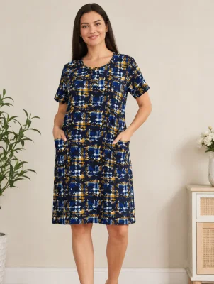 Cămașă de Noapte Damă Bleumarin din Bumbac – Engros