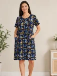 Cămașă de Noapte Damă Bleumarin din Bumbac – Engros