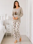 Pijama de damă cu bluză cu maneca lunga și pantaloni lung -Crem ,Engros