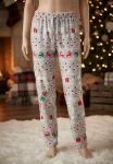 Pantaloni pijama dama Craciun,Culoare Gri ,Engros