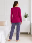 Pijama de damă cu bluză cu maneca lunga și pantaloni -Fucsia,Engros