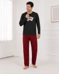 Pijama barbati Serena cu maneca lunga si pantalon lung- Negru,Engros