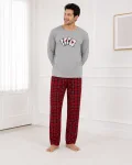 Pijama barbati Serena cu maneca lunga si pantalon lung- Gri,Engros