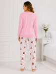 Pijama de damă cu bluză cu maneca lunga și pantaloni -Bleu ,Engros