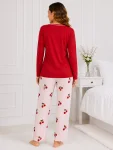 Pijama de damă cu bluză cu maneca lunga și pantaloni -Rosu ,Engros