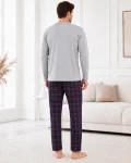 Pijama barbati Serena cu maneca lunga si pantalon lung-Gri,Engros
