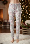 Pantaloni pijama dama Craciun,Culoare Gri,Engros