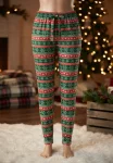 Pantaloni pijama dama Craciun,Culoare Verde,Engros