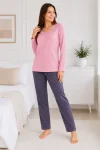 Pijama de damă cu bluză cu maneca lunga și pantaloni -Roz ,Engros