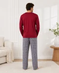 Pijama barbat  Serena cu maneca lunga si pantalon lung-Bordo, Engros