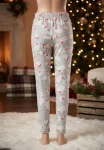 Pantaloni pijama dama Craciun,Culoare Gri,Engros