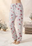 Pantaloni pijama dama Craciun,Culoare Gri,Engros